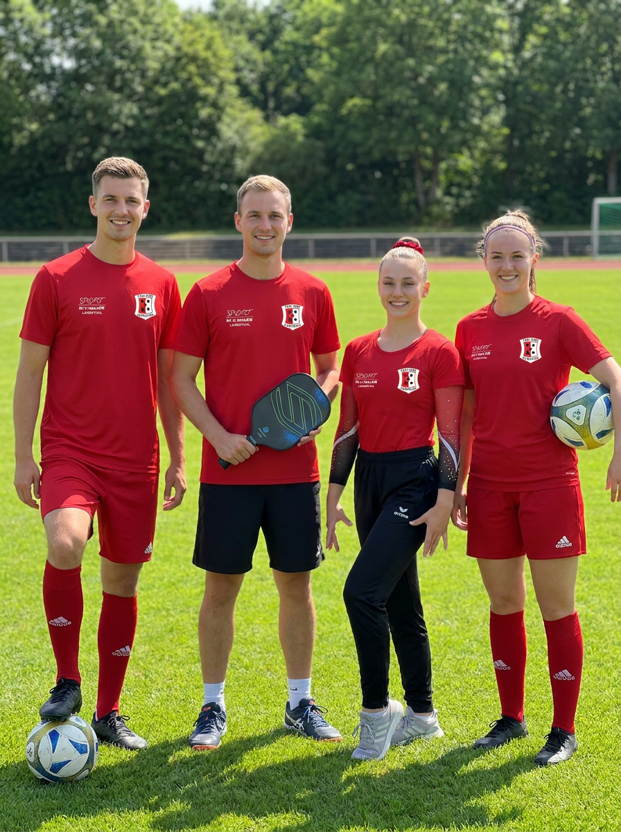 TuS Landstuhl Sportlerinnen und Sportler in den roten Vereinsshirts